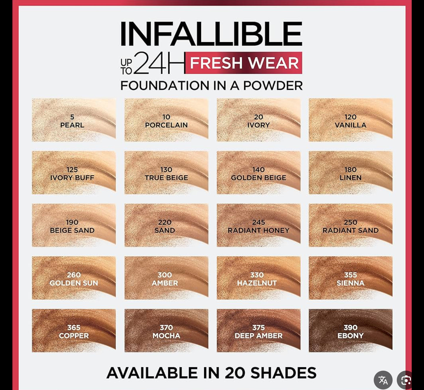 l'oreal infallible foundation powder shade 120