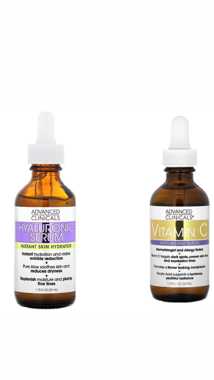 مجموعة Advanced Clinicals Saver (نياسيناميد 52 مل + مصل حمض الهيالورونيك 52 مل)